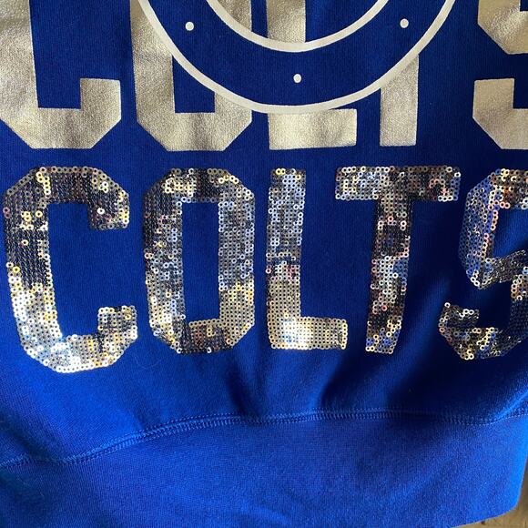 NFL Victoria's Secret PINK XS Indianapolis COLTS Sequin Hoody 53 Full Zip Front - Picture 6 of 12